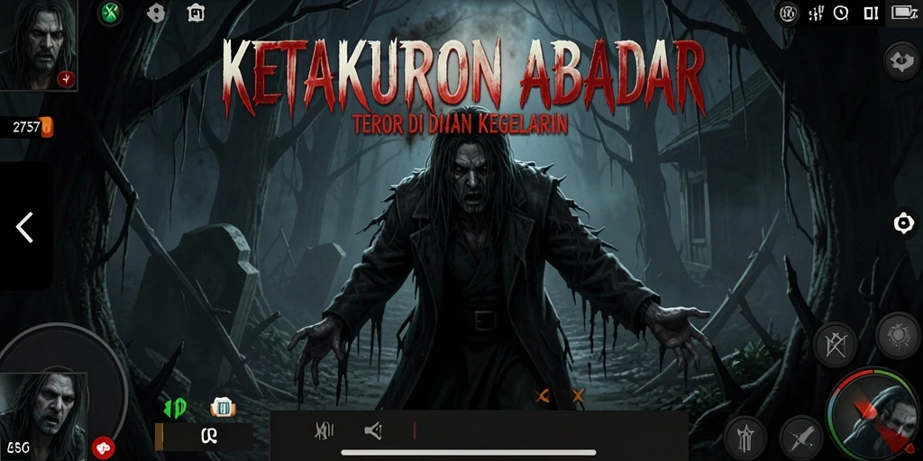 Gameplay Horror yang menegangkan dengan suasana gelap.