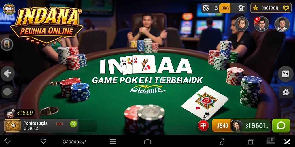 Tampilan gameplay Poker yang mendebarkan dan interaktif di INDAAA.