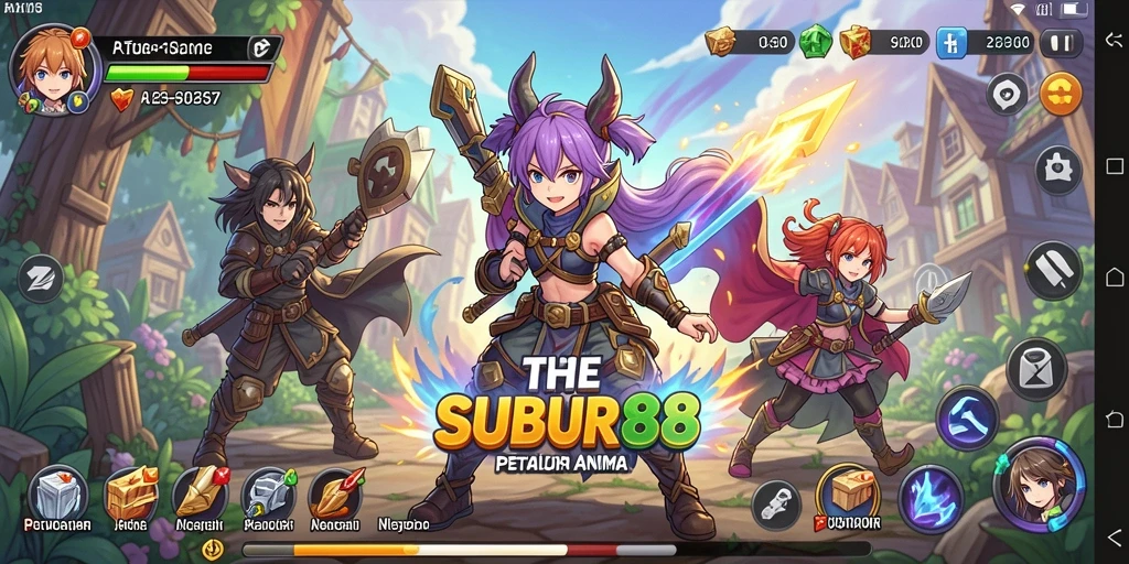 Gameplay SUBUR88 yang menampilkan karakter-karakter anime dalam aksi.